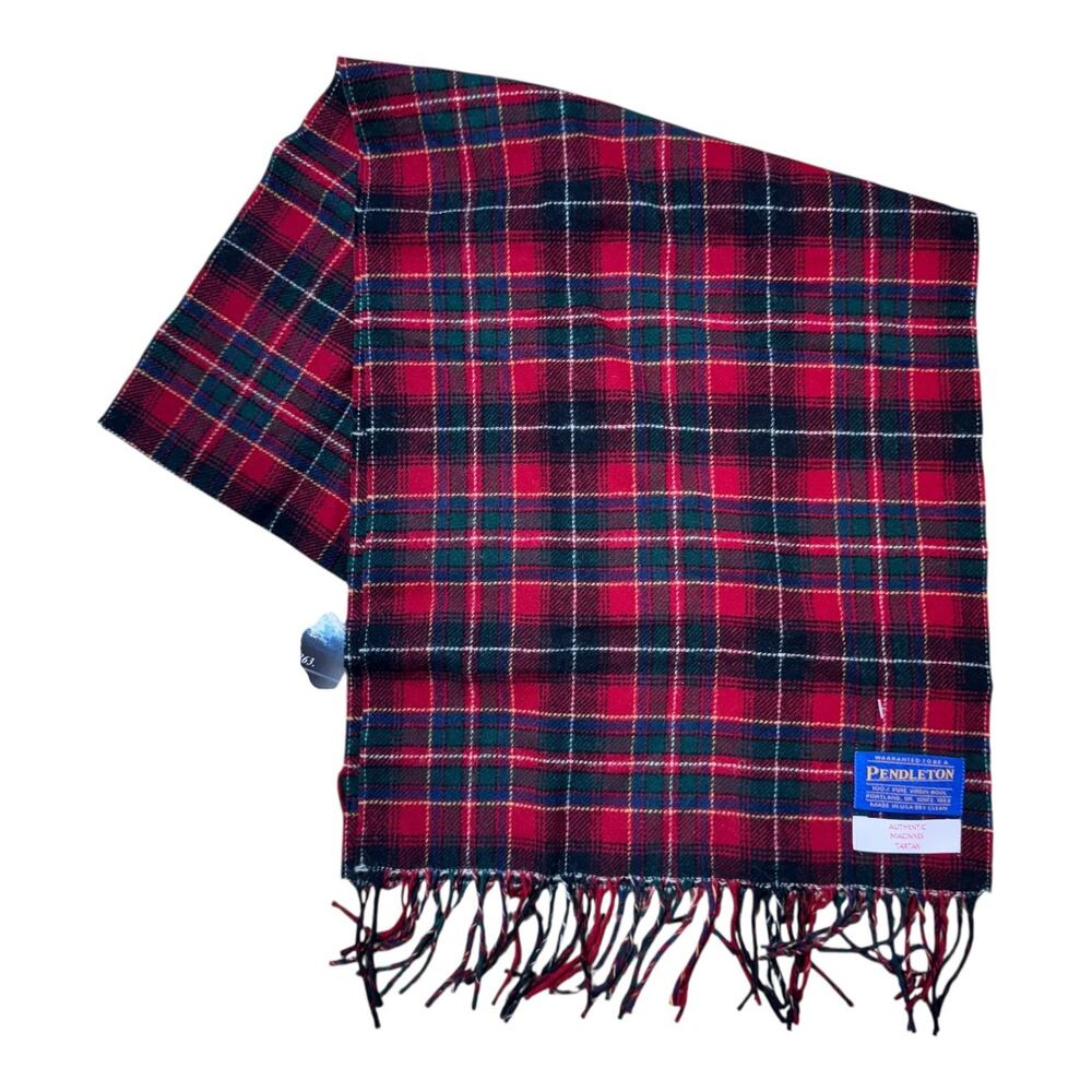 Vintage Pendleton 100% Virgin Wool Scarf MACINNES Tartan Plaid USA